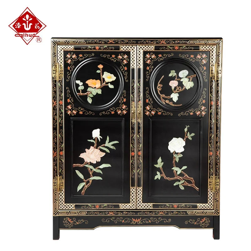 New Chinese Classical Mahogany Door Cabinet – Antique Style Storage Credenza