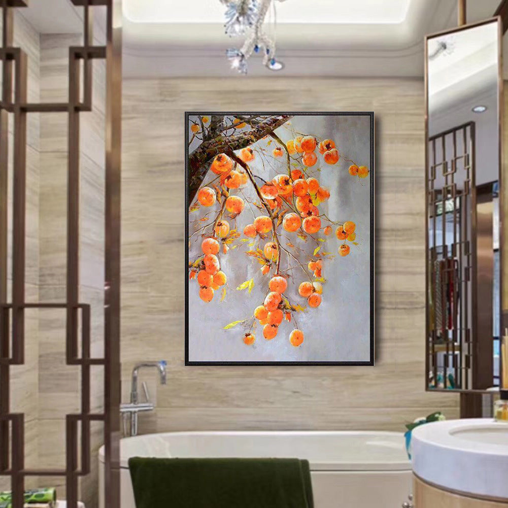Chinese Persimmon Fruit and Branches Oil Painting