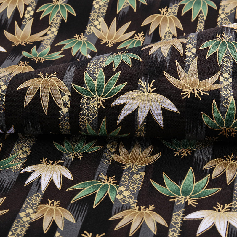 Japanese Kimono Fabric Black Print Cotton DIY Fabric for Sewing or Patchwork Material