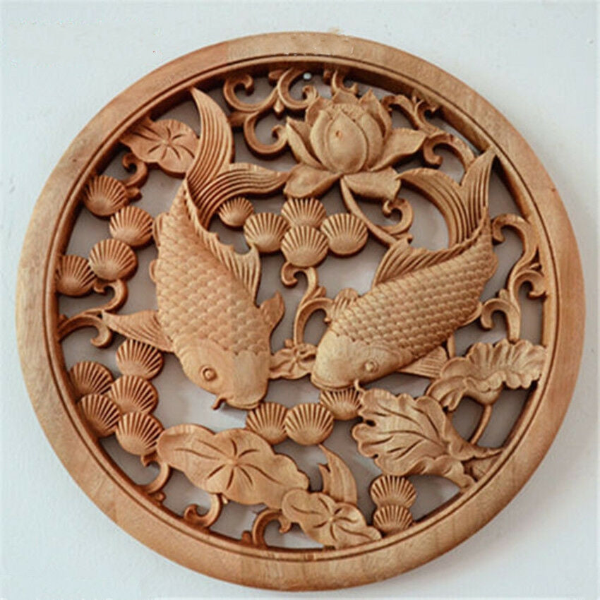 Chinese Style Carved Wooden Wall Hanging