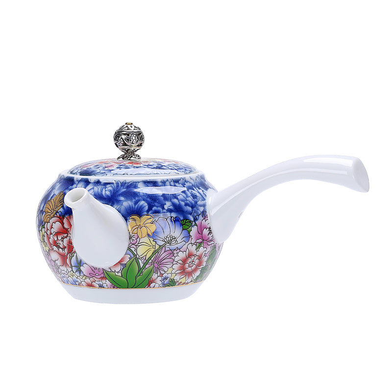 Jingdezhen Porcelain Side Handle Teapot Gilt Silver 230ml Kung Fu Tea Pot
