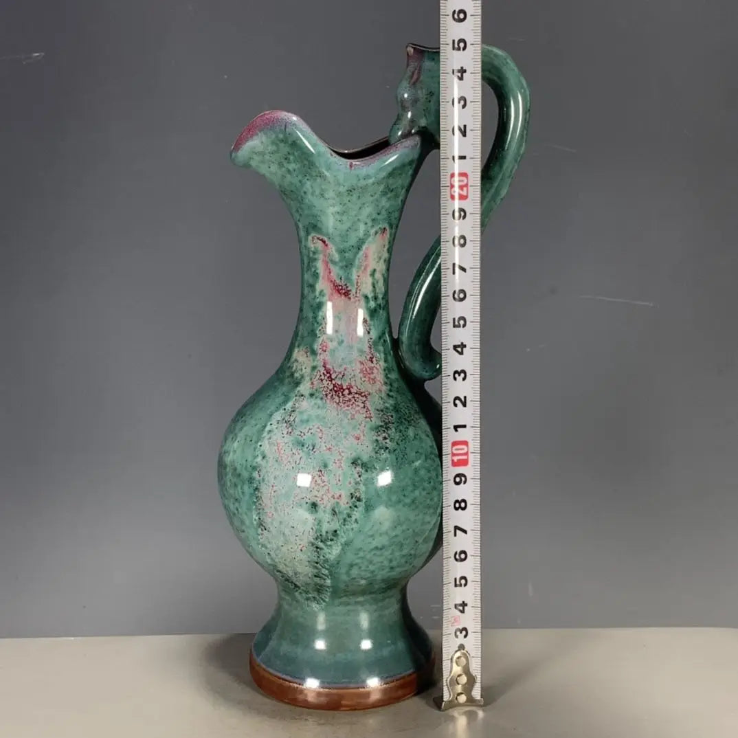 Traditional Chinese Style Porcelain Vase with Jun Glaze with Kiln Change Dragon Head