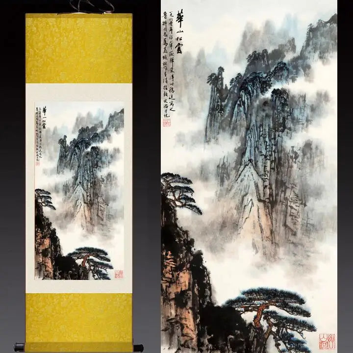 Huashan song scroll art painting living room decoration paintings silk art paintings Chinese paintingPrinted painting 0828