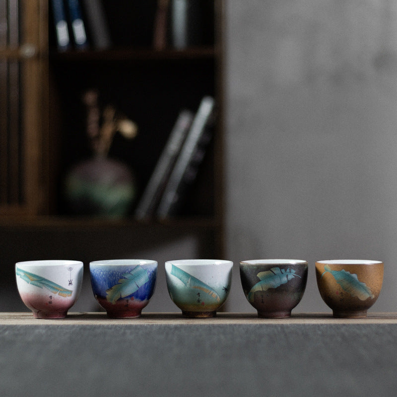 Chinese Kiln Ceramic Set of Five Cups in Gift Packaging