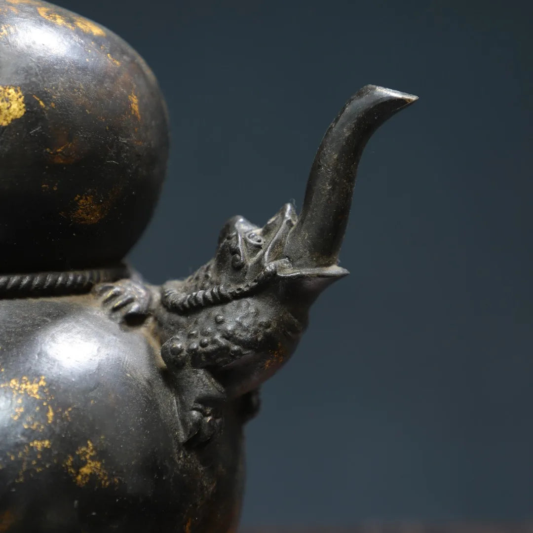Bronze Cinnabar Gourd Fu-Hu Flagon – Temple Wealth Vessel