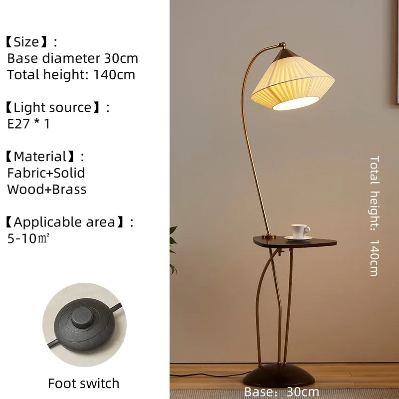 Japanese Retro Floor Lamp Living Room SofaSide Standing Lamp Bedside Lamp Medieval Creative Home Decoration Lamp LED Shelf Light