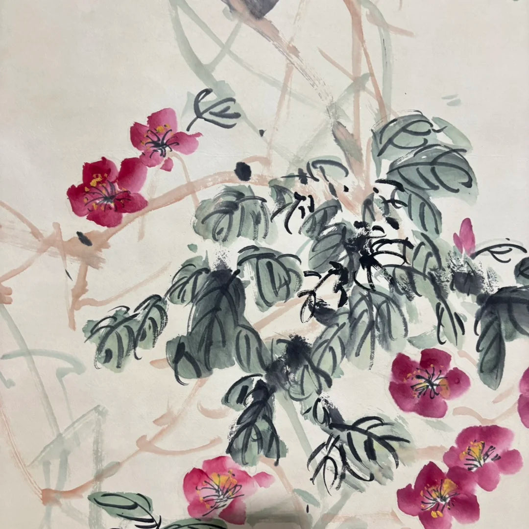 Original Hand-Painted Zhongtang Flower & Bird Painting by Wang Xuetao (One-of-a-Kind)