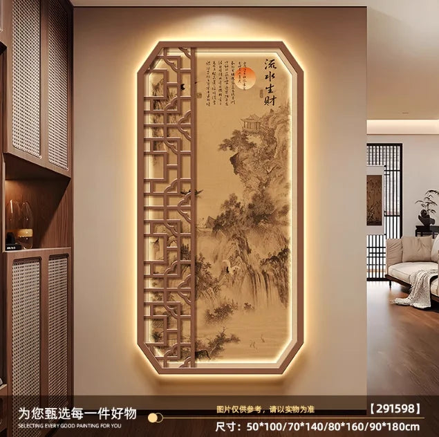 Illuminated Landscape LED Wall Light – Luminous Shanshui Mural & Corridor Sconce