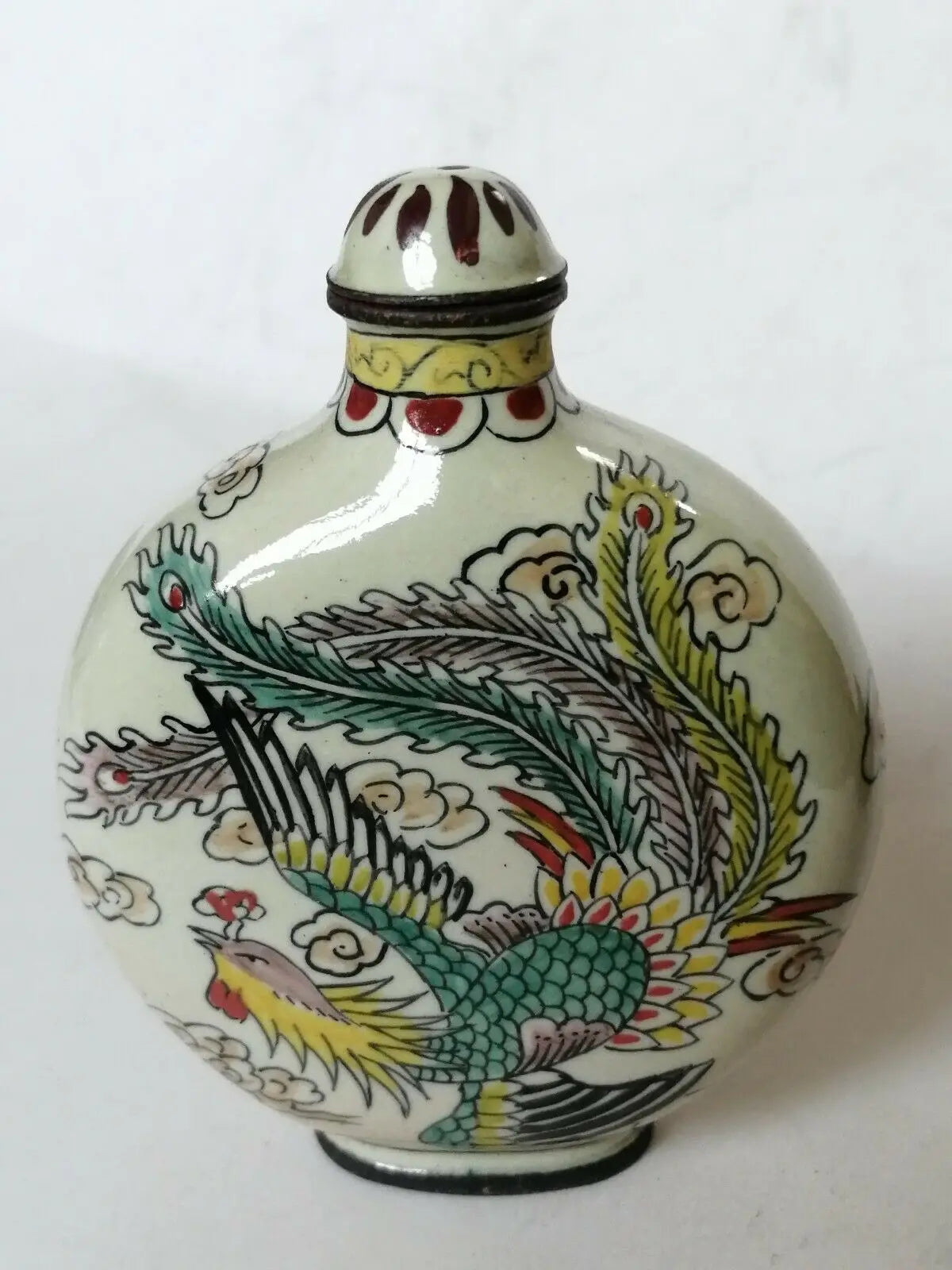 Chinese Antique Cloisonne Enamel Painted Snuff Bottle