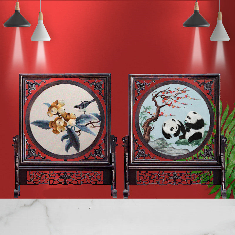Hand-crafted Double-sided Chinese Embroidery Table Screen