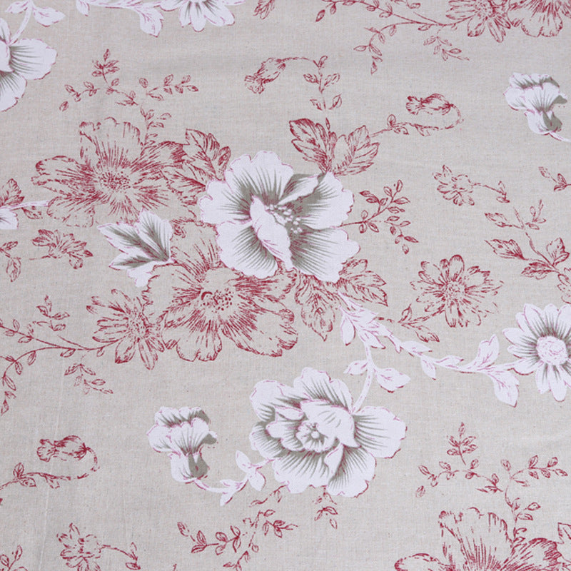 Chinese Style Peony Printed Cotton and Linen Fabric