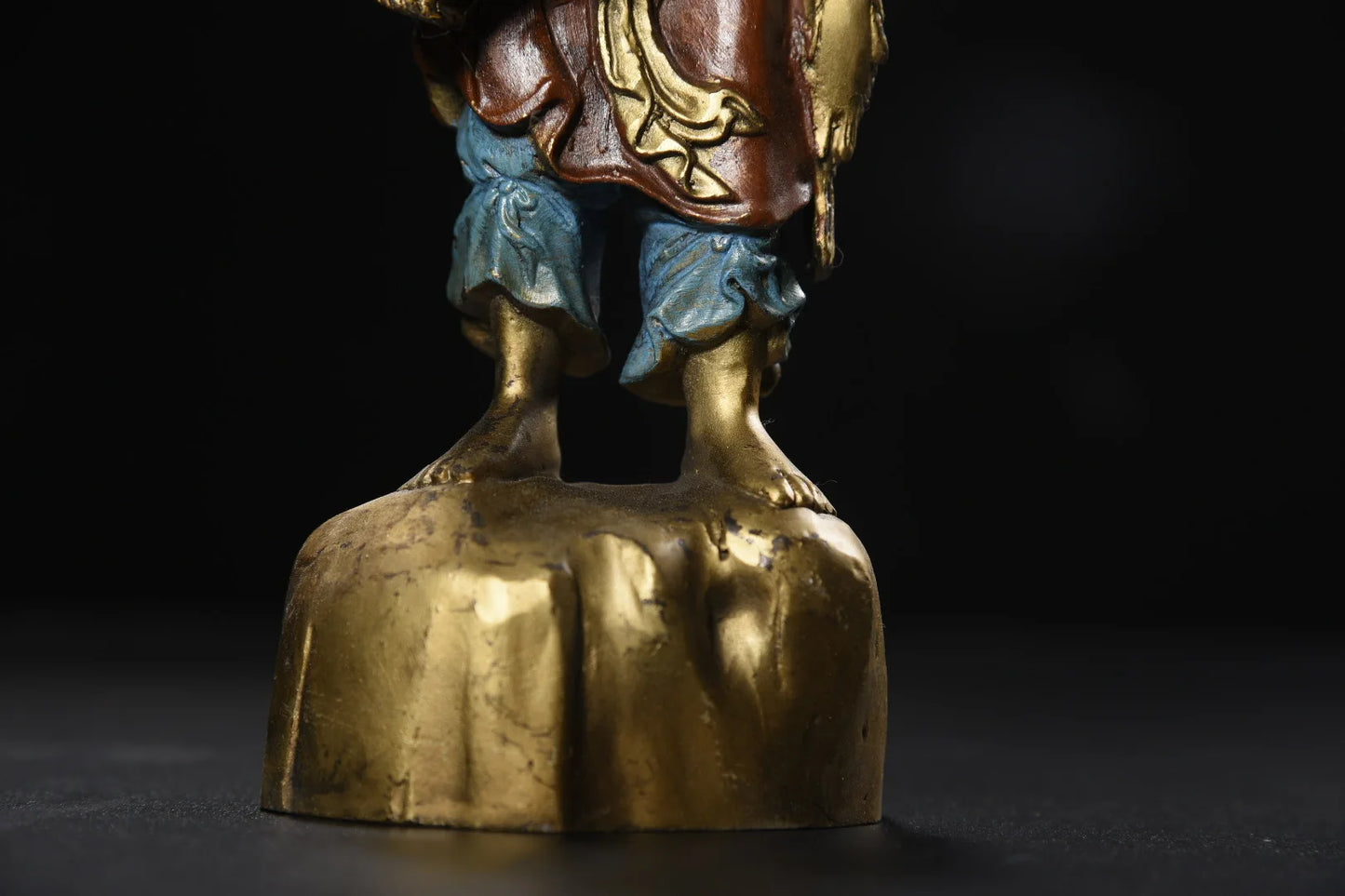 8" Tibetanische Tempelsammlung Alte Bronze Bemalte & Vergoldete Fischer Statue