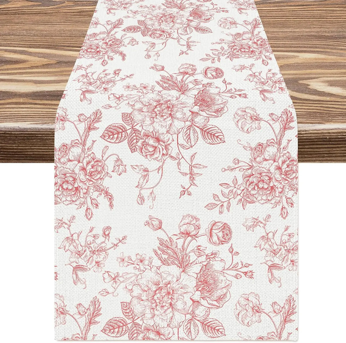 Chinoiserie Floral Linen Table Runner