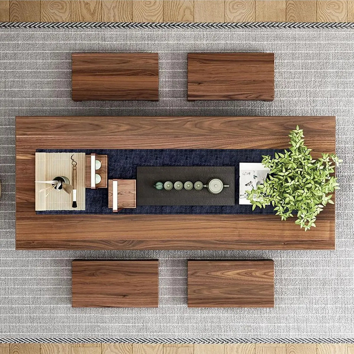Solid Wood Japanese Chabudai Floor Table | Low Tatami Dining & Tea Table