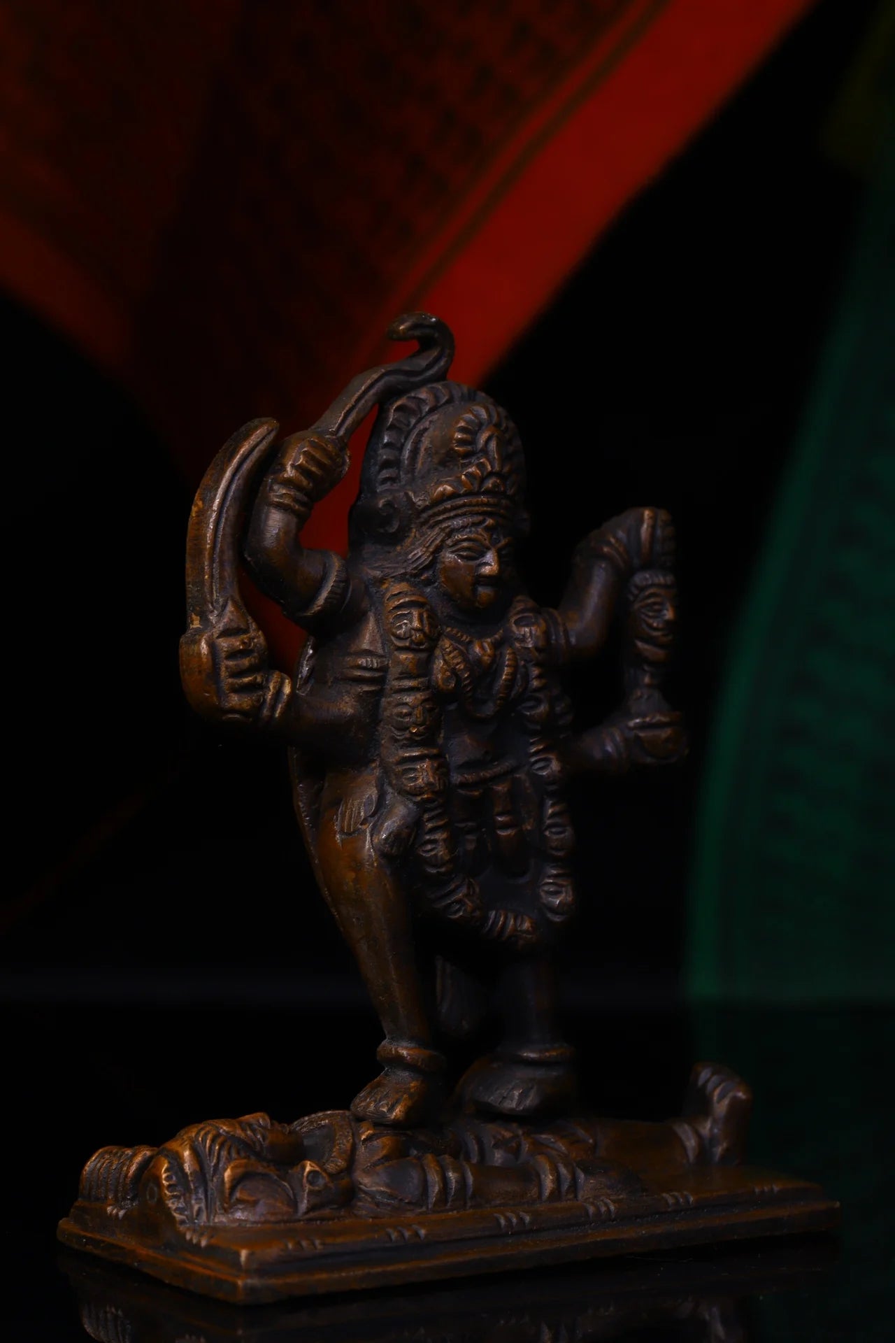 4" Bronze Cinnabar Four-Armed Tara Bodhisattva – Temple Statue