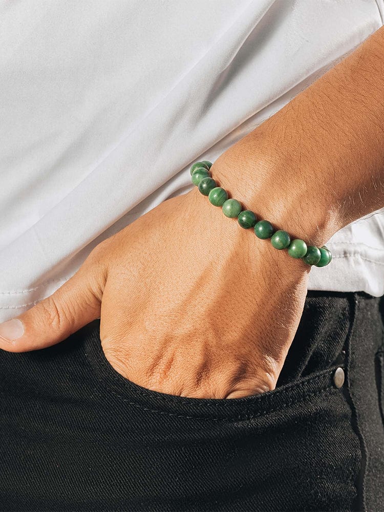 Pulsera de jade con abalorios - Ajuste de cadena