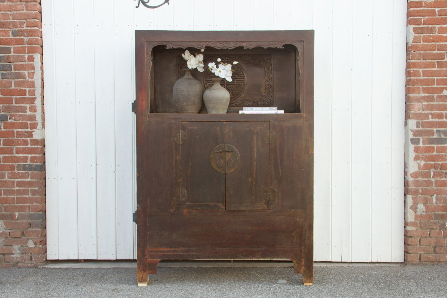 Antique Painted Chinese Tall Altar Cabinet