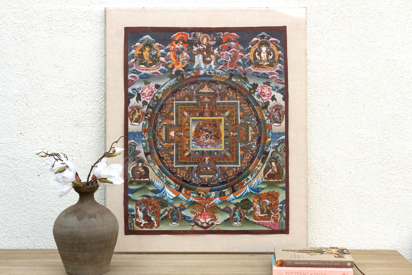 Framed Antique Cosmic Mandala Tibetan Thangka