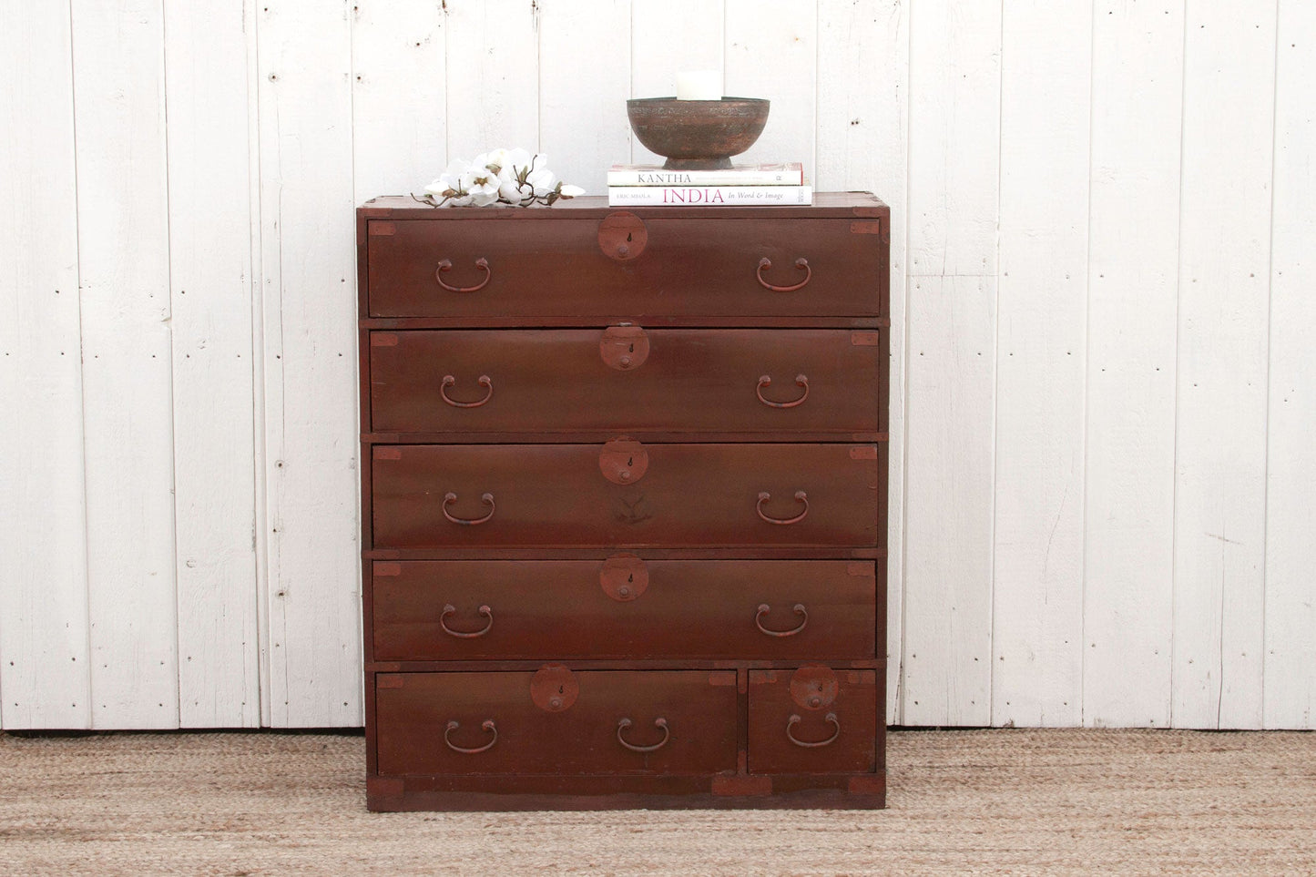 Antique Japanese Painted Tansu Dresser