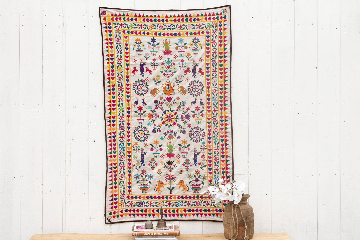 Vintage Indian Embroidered Wall Art
