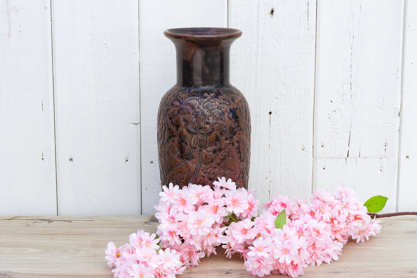 Distressed Vintage Brown Thai Vase
