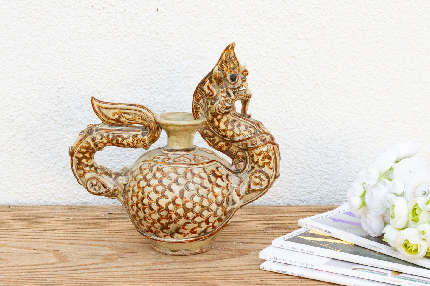 Antique Thai Dragon Motif Pot