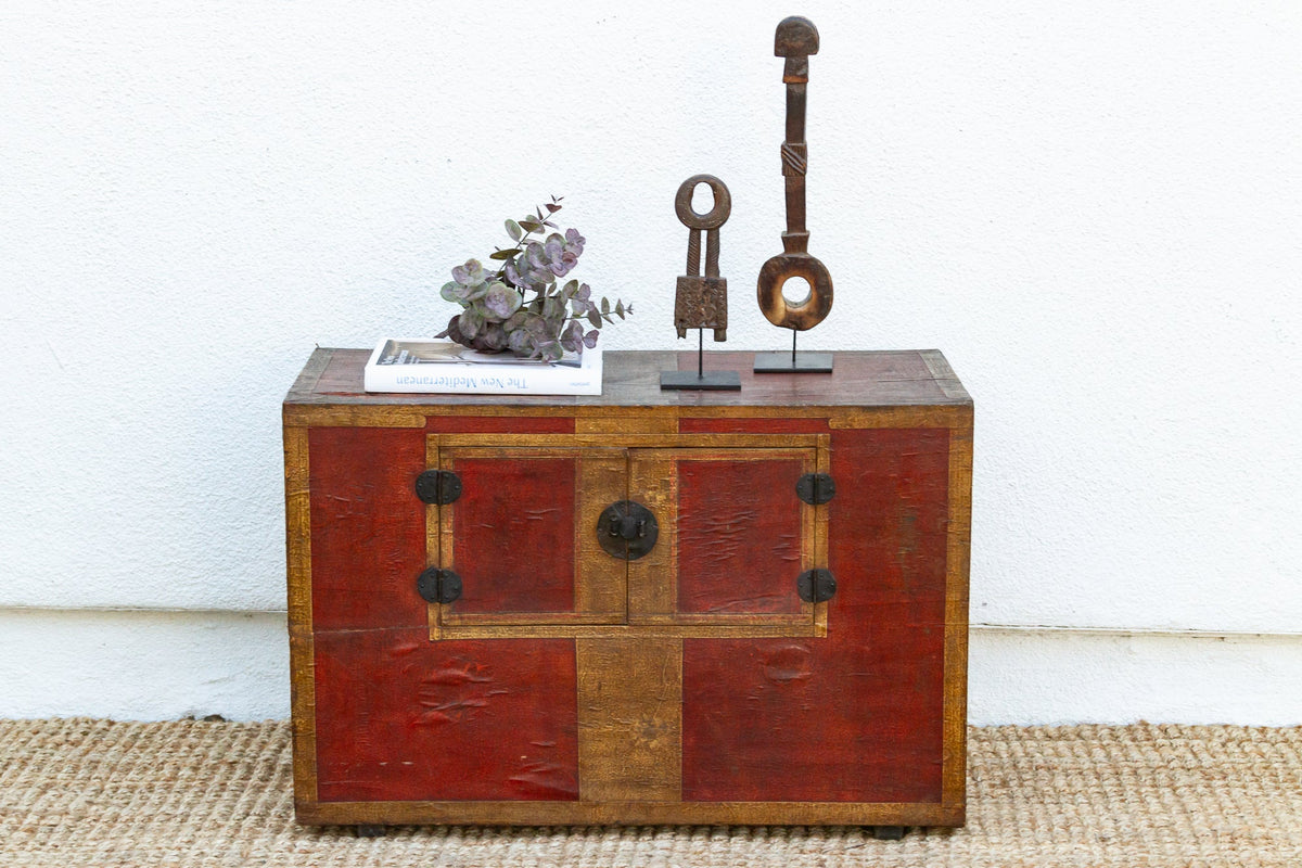 Antique Korean Painted Marriage Chest