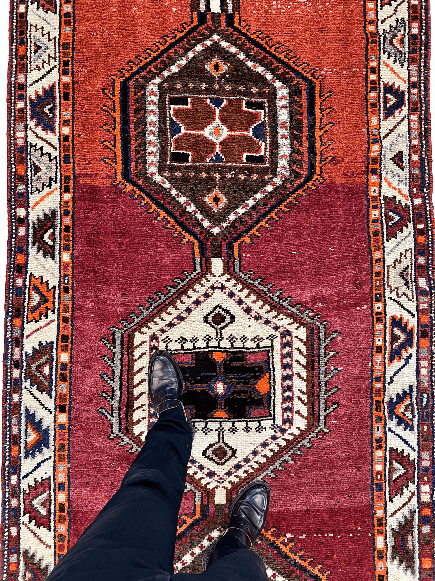 Vintage Turkish Runner Rug 4'0" x 12'9" – Red & Brown