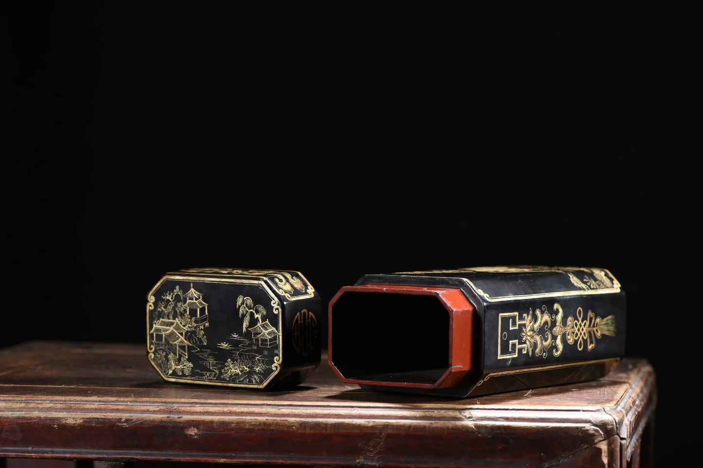 Nepalesische Lackwaren-Teedose – Asiatische Wohndekoration Reichtums-Ornament