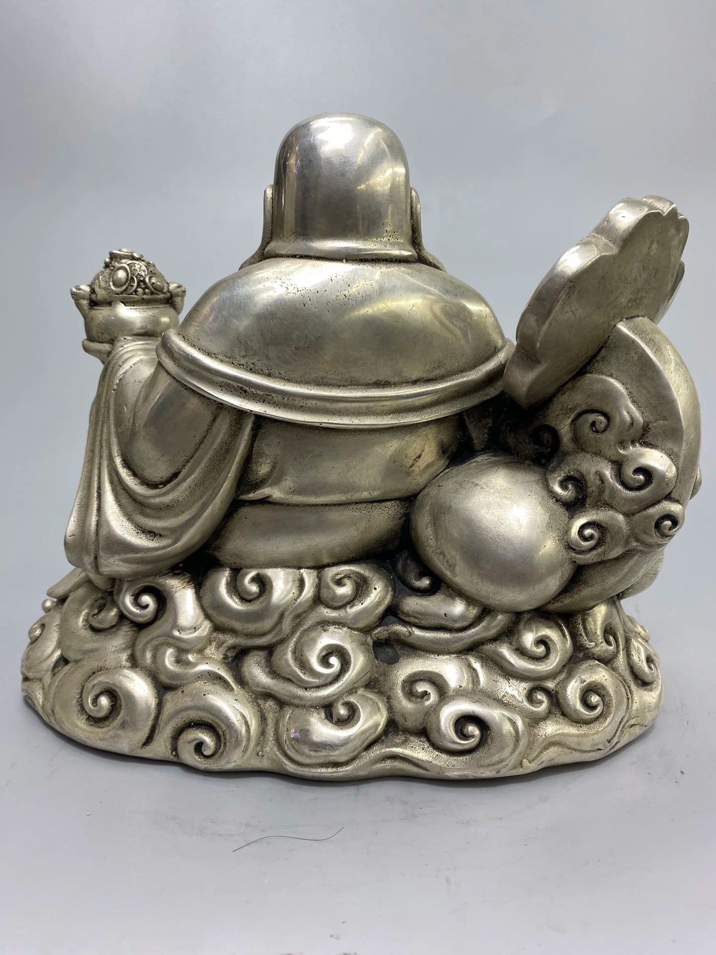 9" Bronze Gilded Ruyi Maitreya with Treasure Pot – Wealth Buddha