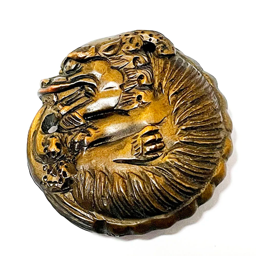 RS263, 2" Hand Carved Japanese Boxwood Netsuke, Dragon Pendant Figurine, PI XIU Sculpture, Small Ornaments