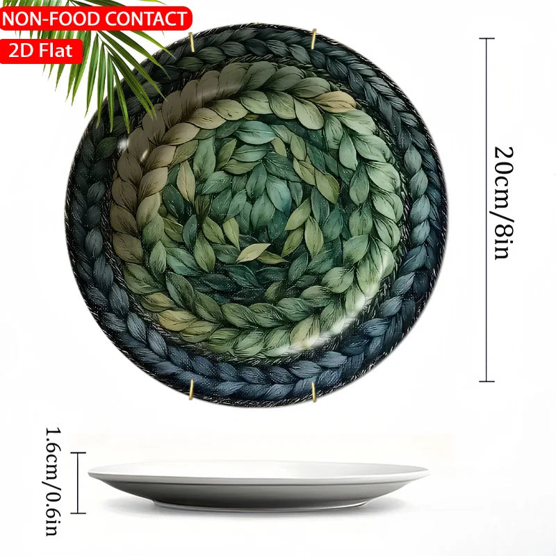 Round Mandala Botanical Leaf Accent Ornament – Minimalist Zen Tabletop Centerpiece