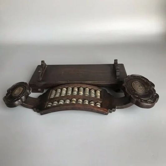 Old Chinese Wood Abacus with Jade Beads
