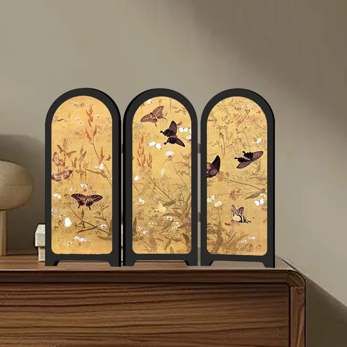 Mini Desktop 3-Panel Folding Screen | Tabletop Asian Decor
