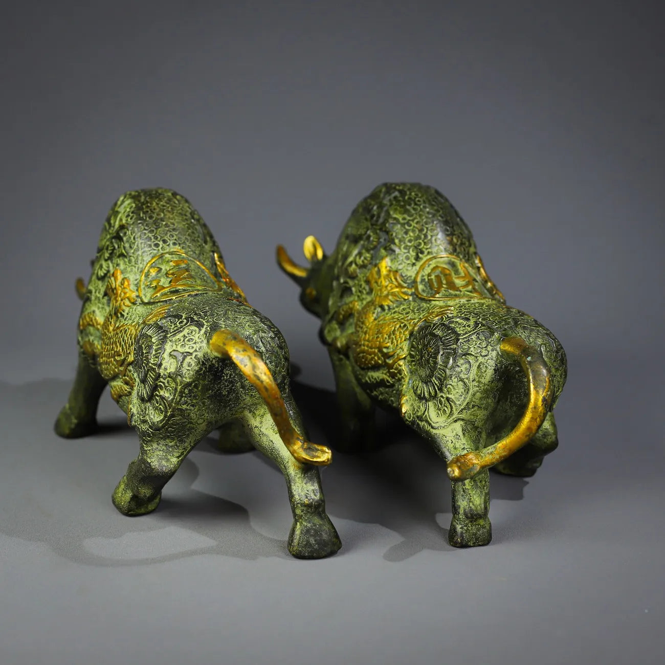 8" Brass Kirin “Struggling Bull” Statues (Pair) – Bullish Wealth Guardians
