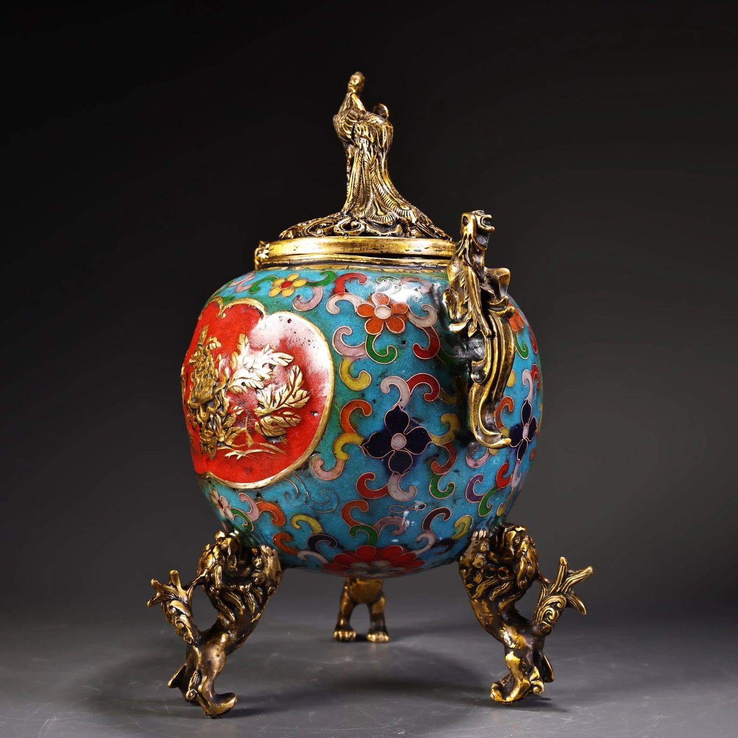 Chinese Dynasty Palace Cloisonne Gilded Fengshui Wealth Bird Phoenix Incense Burner Censer