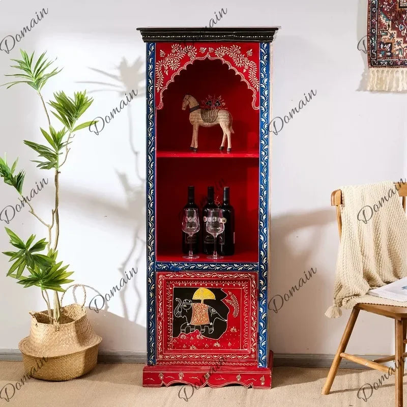 XB Southeast Asian Style Wooden Narrow Entryway Cabinet Room Divider Storage Shelf For Home Hallway