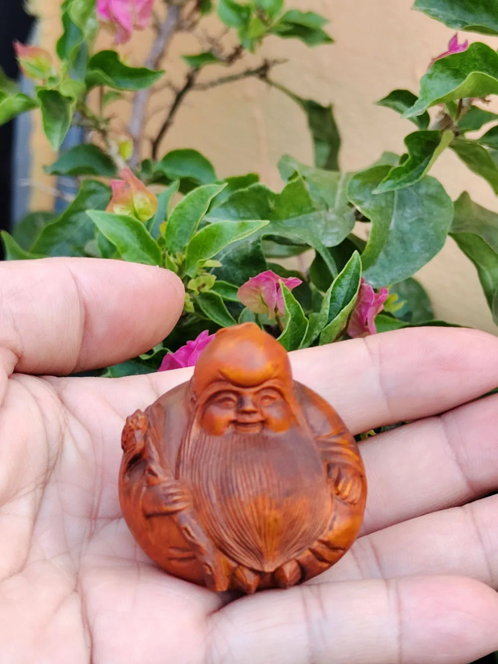Y8932 - 2" Hand Carved Boxwood Netsuke : God of Longevity