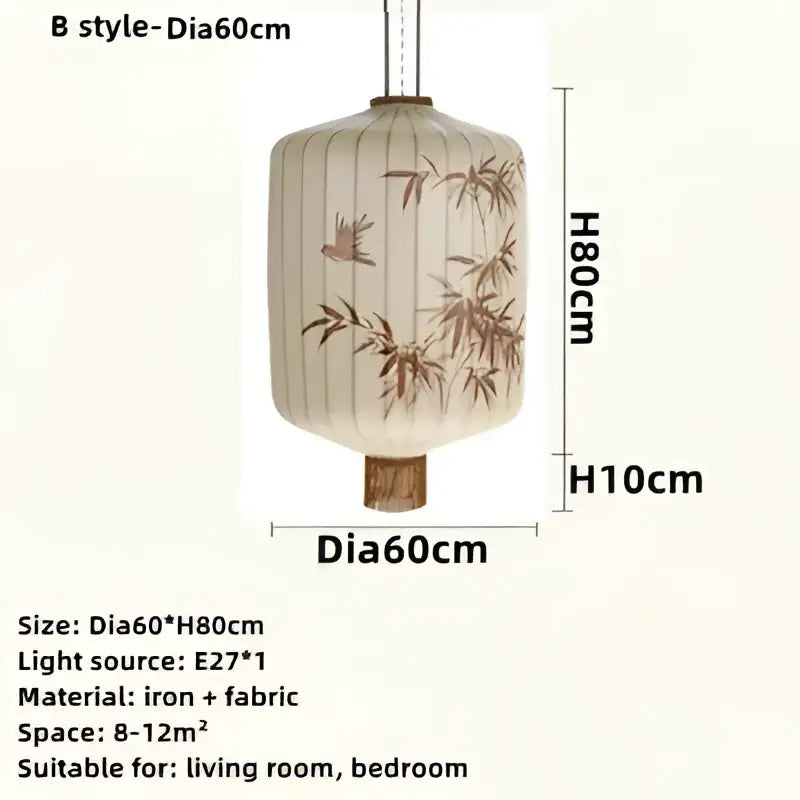Handmade cream & peach bamboo lantern pendant light