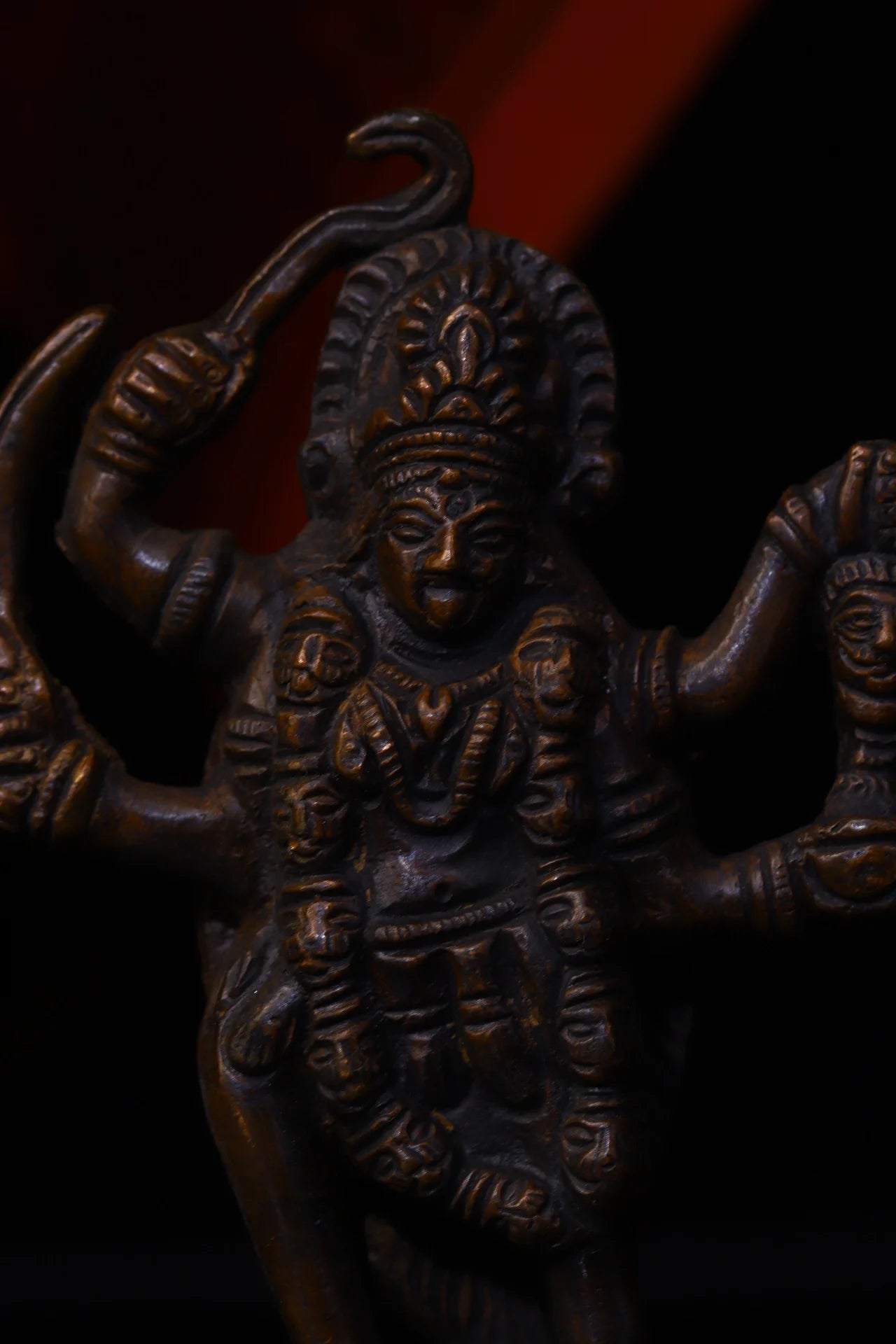 4" Bronze Cinnabar Four-Armed Tara Bodhisattva – Temple Statue