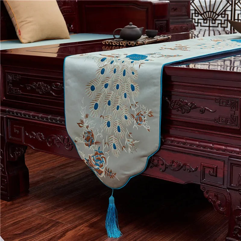 Modern New Chinese Long Table Runner – Minimalist Zen Tablecloth for Dining, Tea Tables & Entry Cabinets