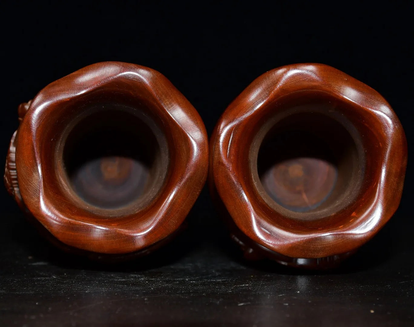 6"Tibetan Temple Collection Old Boxwood Magpie and Plum Blossom Pattern Vase  A Pair Amass wealth Ornaments Town house