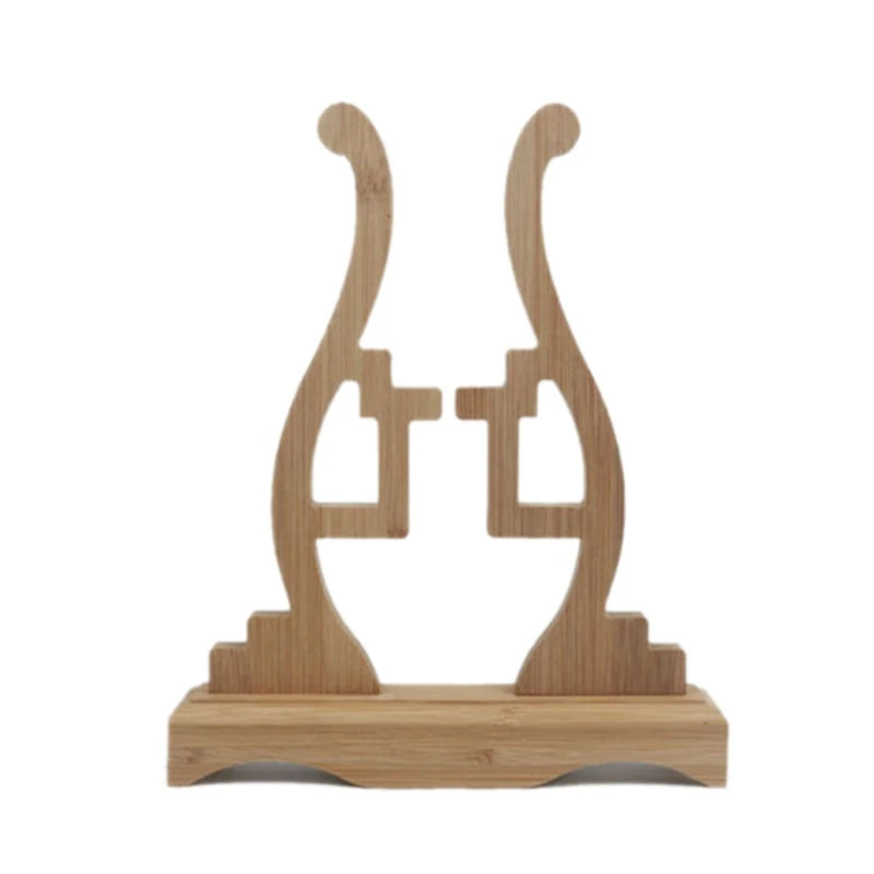 Elegant Chinese Style Bamboo Fan Stand Holder Bracket Rack for Home Office Decor