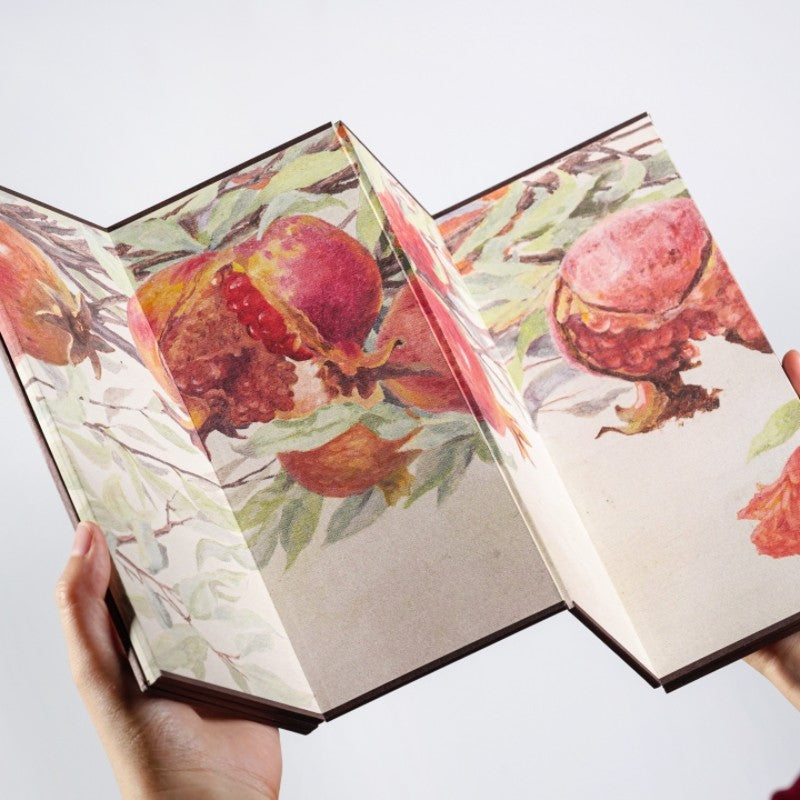 Japanese-Inspired Folding Miniature Screen with Pomegranate Design