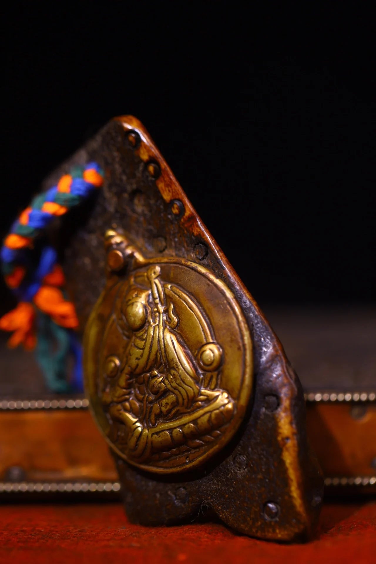 4" Gabbro & Cinnabar Padmasambhava Amulet – Temple Kapala Pendant