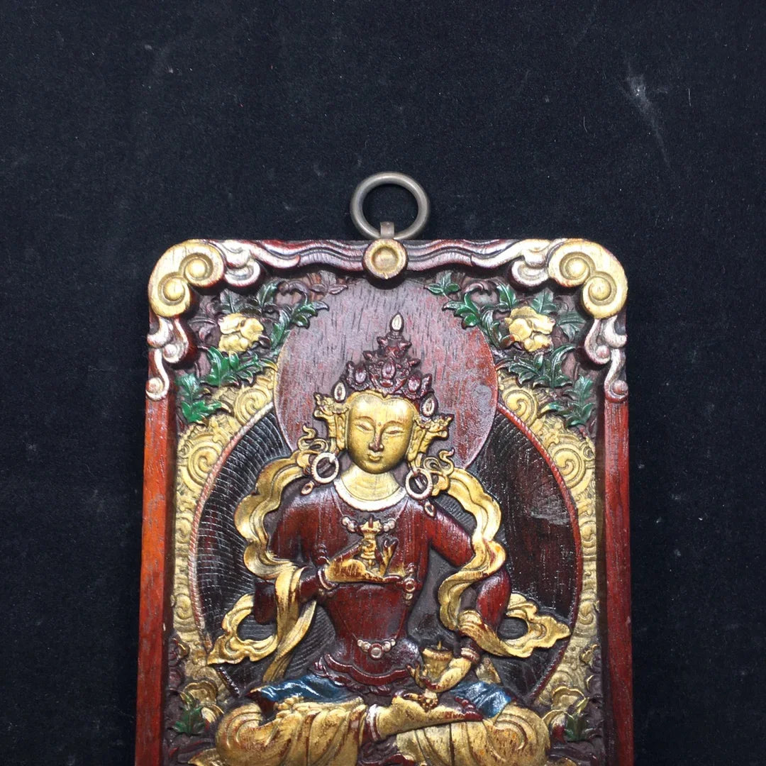 8" Tibetan Thangka – Vajrasattva & Amitabha with Rosewood Frame