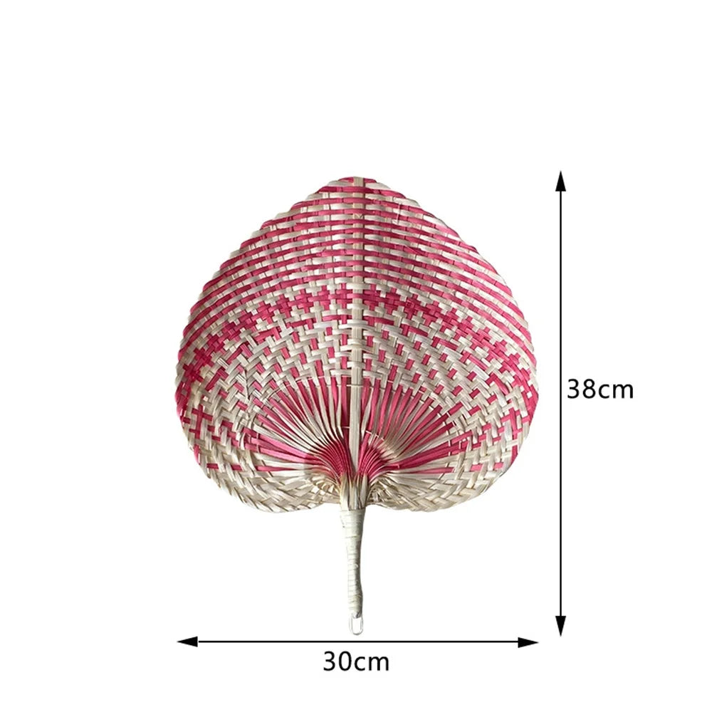 Colorful Handmade Fan Chinese Style Heart Shaped Straw Bamboo Woven Fan Summer Anti-Mosquito Cooler Handfan Home Decor Pendants