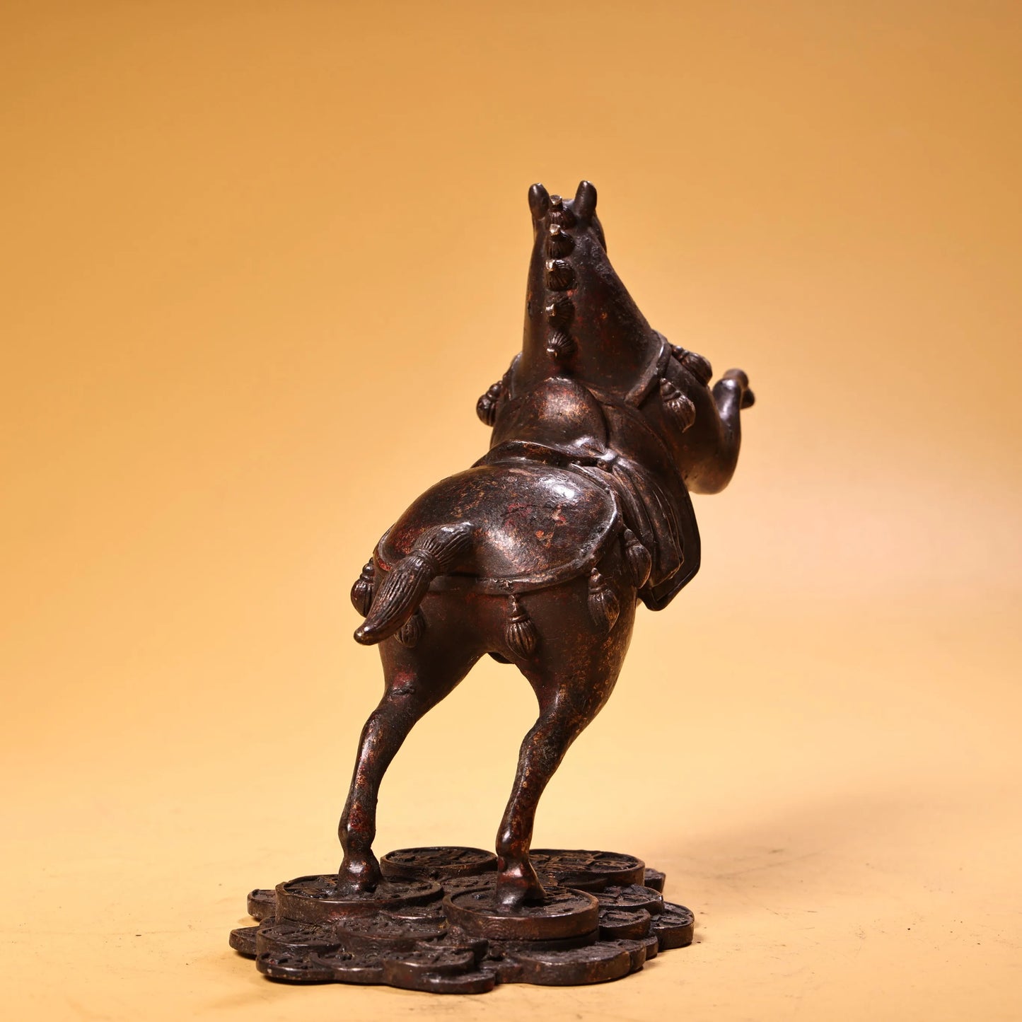 8" Tibetan Temple Collection Old Bronze Cinnabar Running Horse