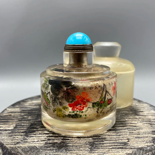 Antique Chinese Old Beijing Snuff Bottle with Landscape Scenery and Inside Painting