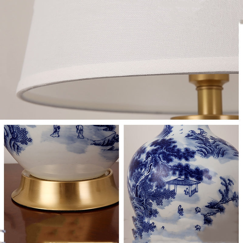 Chinese Design Blue and White Porcelain Table Lamp Chinese Button On/Off or Remote